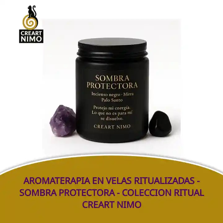AROMATERAPIA EN VELAS RITUALIZADAS - SOMBRA PROTECTORA - COLECCION RITUAL CREART NIMO by@Outfy